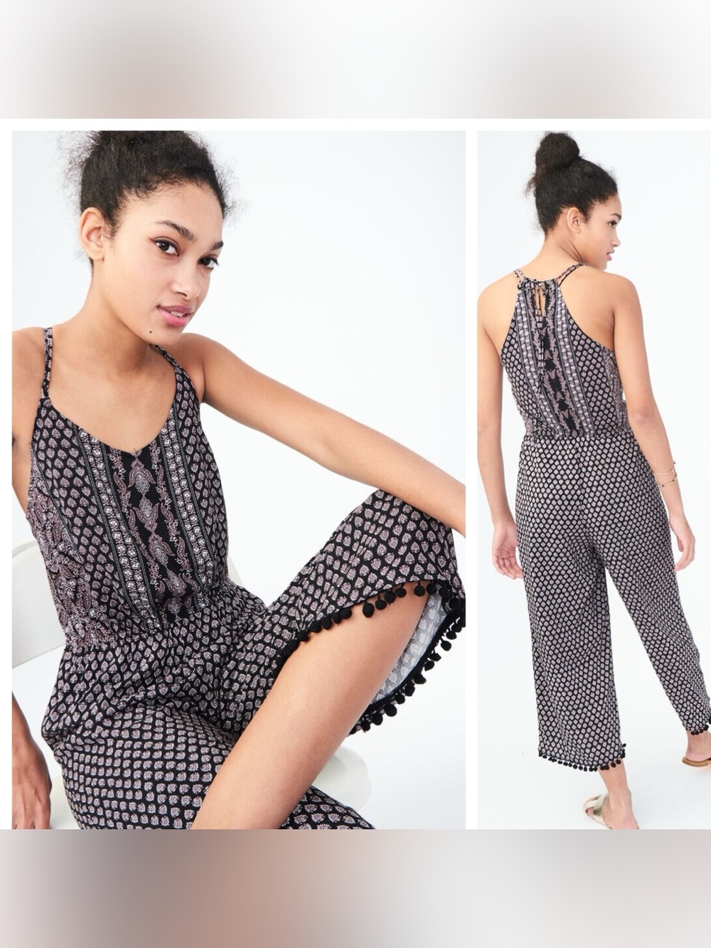 NWT Aeropostale Printed Cropped Wide Leg Jumpsuit size medium